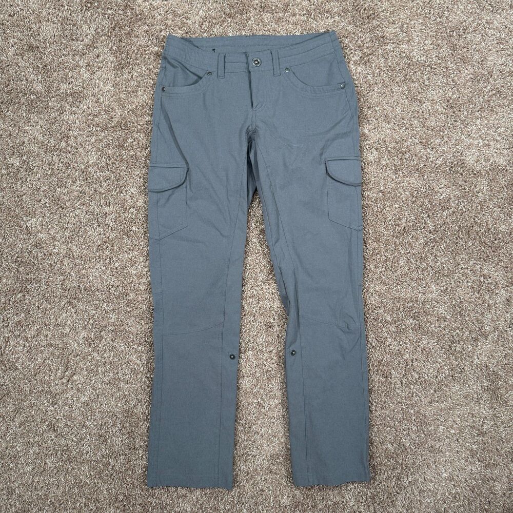 Kuhl Pants Womens 2 Charcoal Gray Hiking Freeflex Roll Up Cargo Outdoor Trek